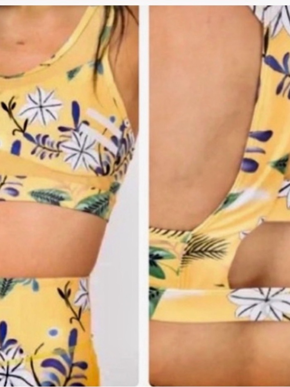 ZYIA Yellow and White Floral Sports Bra